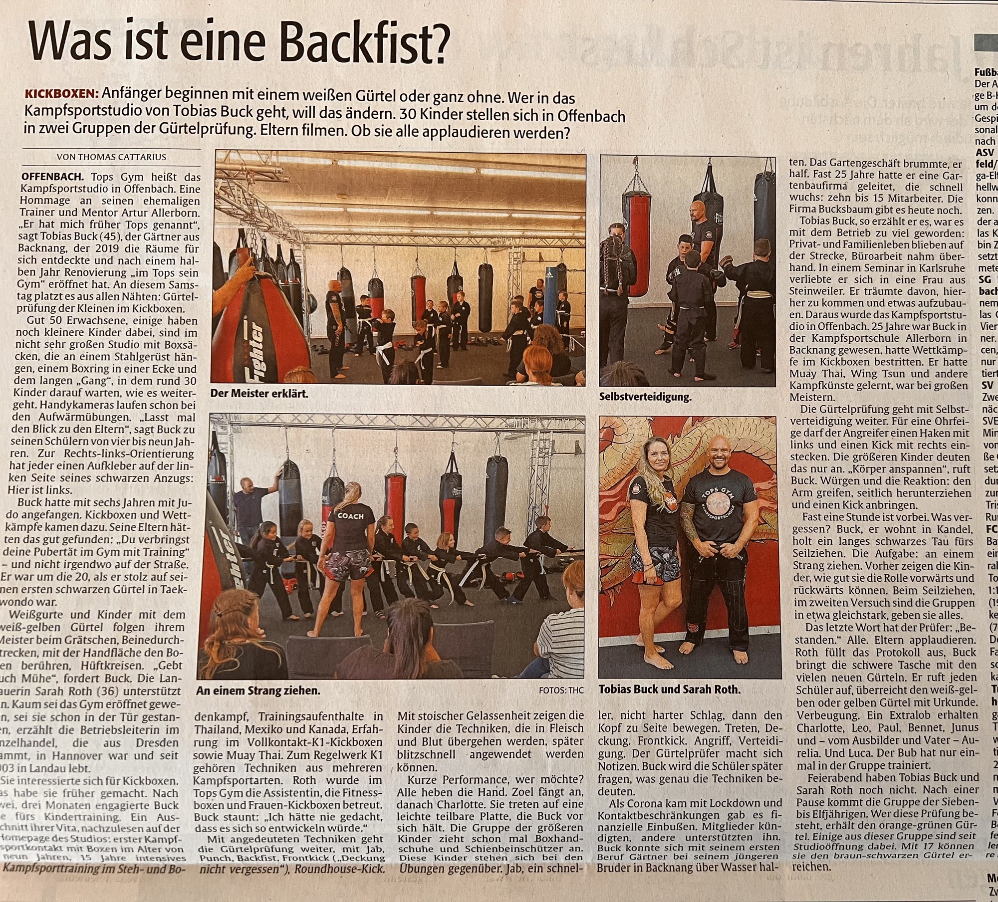 Eindruck aus dem Training: Presseartikel über das Tops Gym im Tops Gym