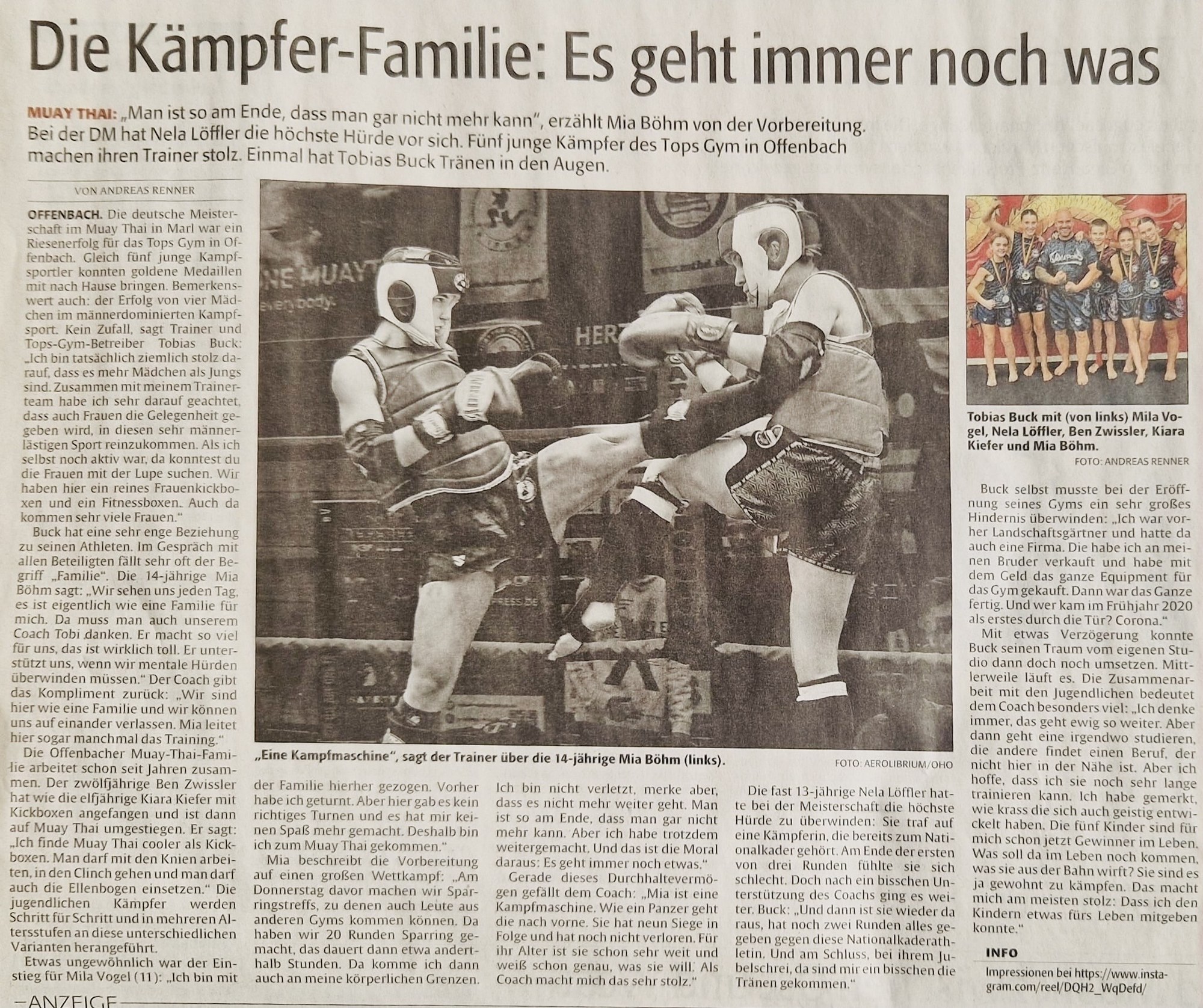 Presseartikel über das Tops Gym in der Kampfsportschule Tops Gym in Offenbach an der Queich
